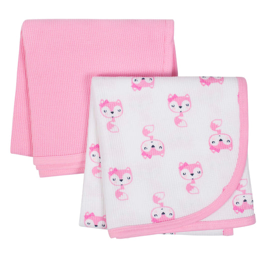 2-Pack Girls Fox Thermal Blankets