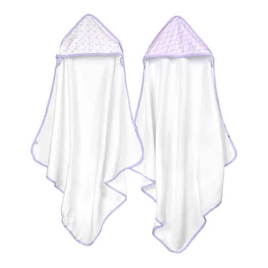 2-Pack Girls Lilac Trellis Hooded Towels